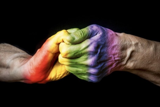LGBT Hands within rainbow image
