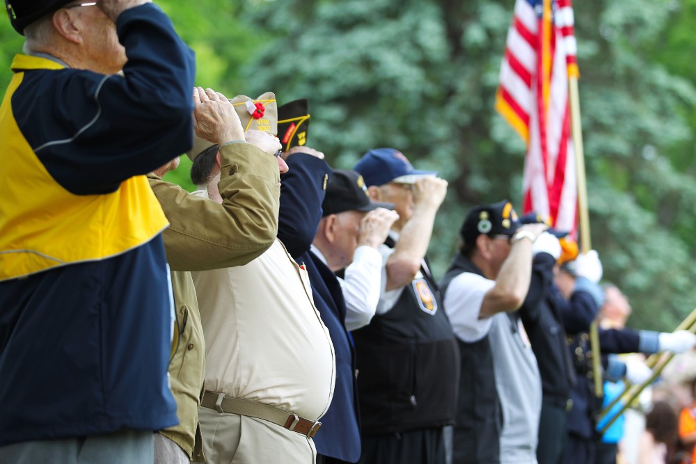 Image of Veterans saluting the American Flag